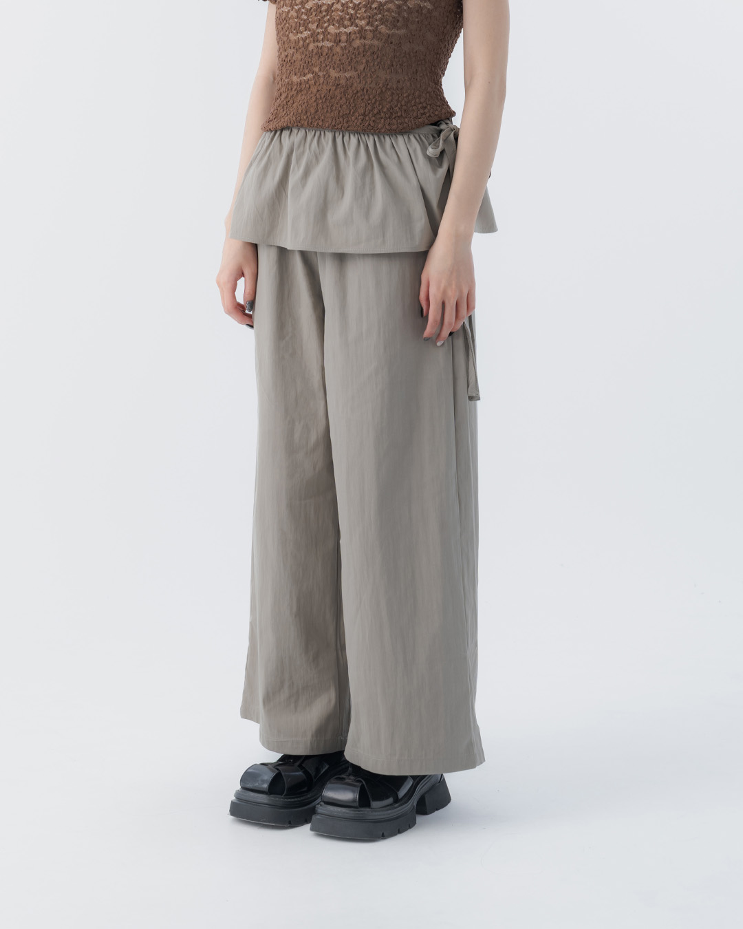 春12未到---2WAYフリルスカートレイヤードパンツ 3色展開