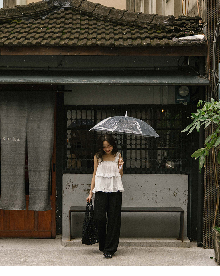 フラワージャカードフリルワイドパンツ 2色展開