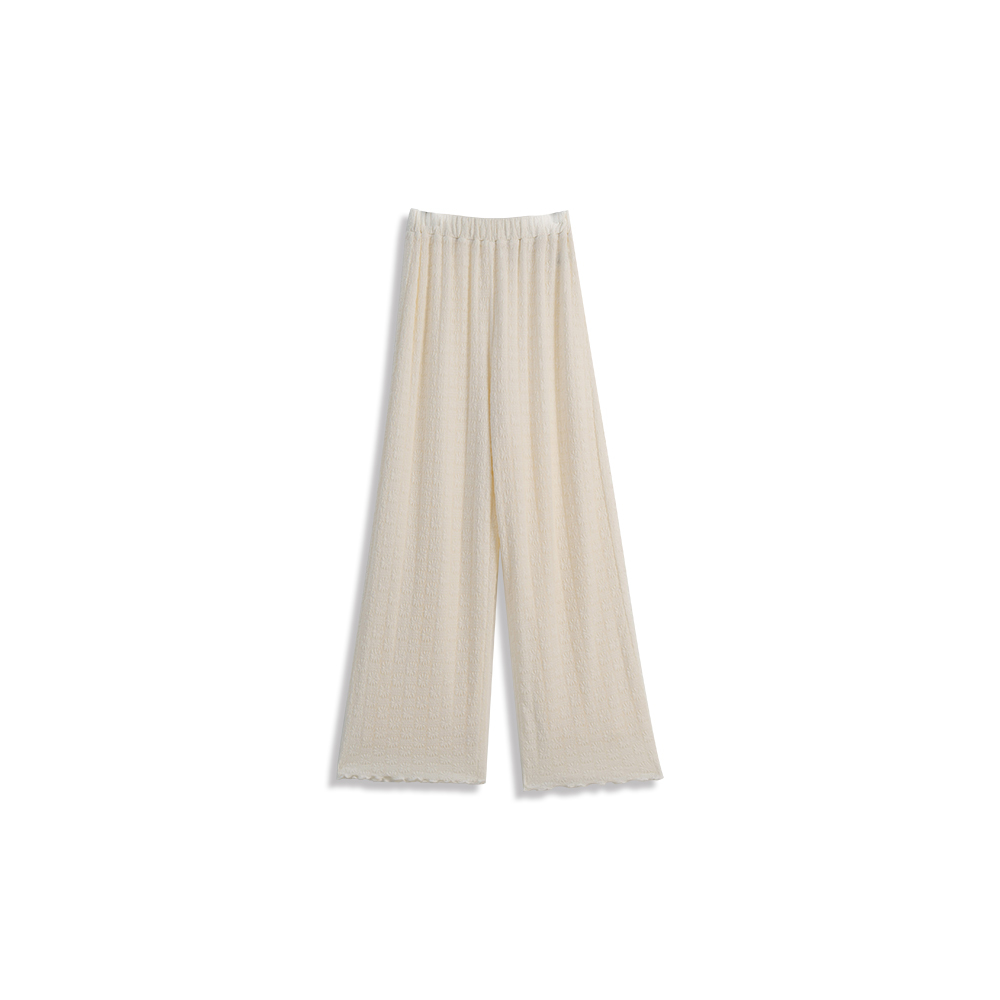 フラワージャカードフリルワイドパンツ 2色展開