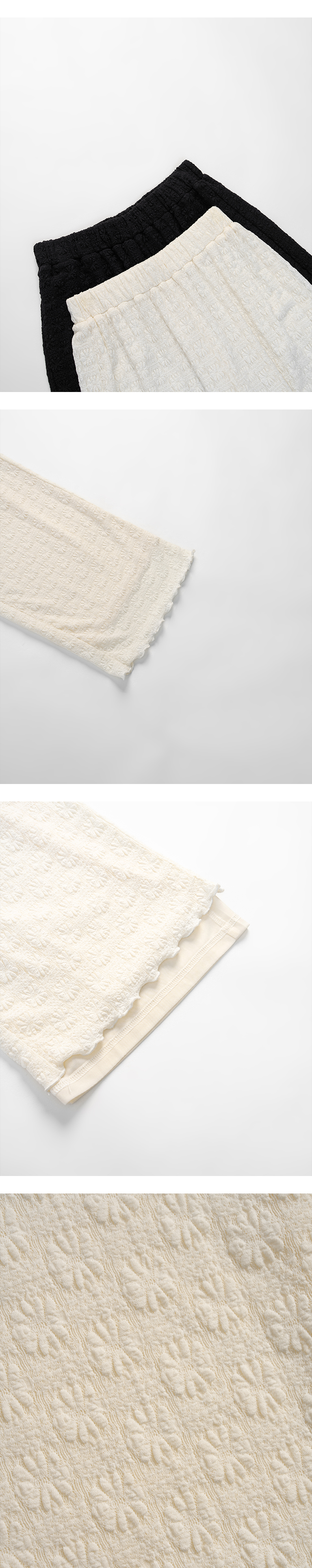 フラワージャカードフリルワイドパンツ 2色展開