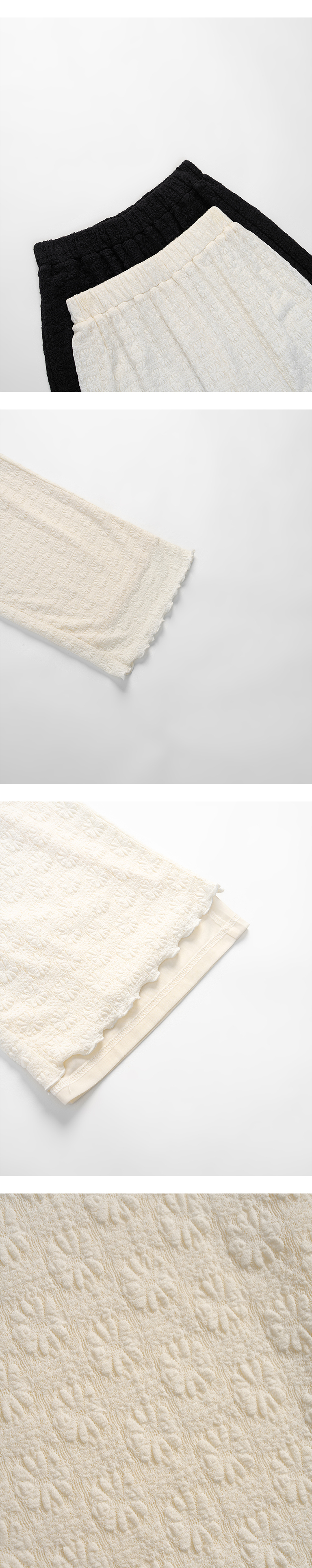 フラワージャカードフリルワイドパンツ 2色展開