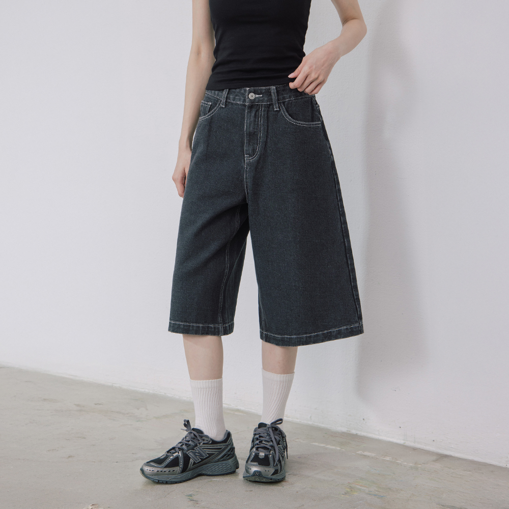 7分丈ワイドデニムパンツ
