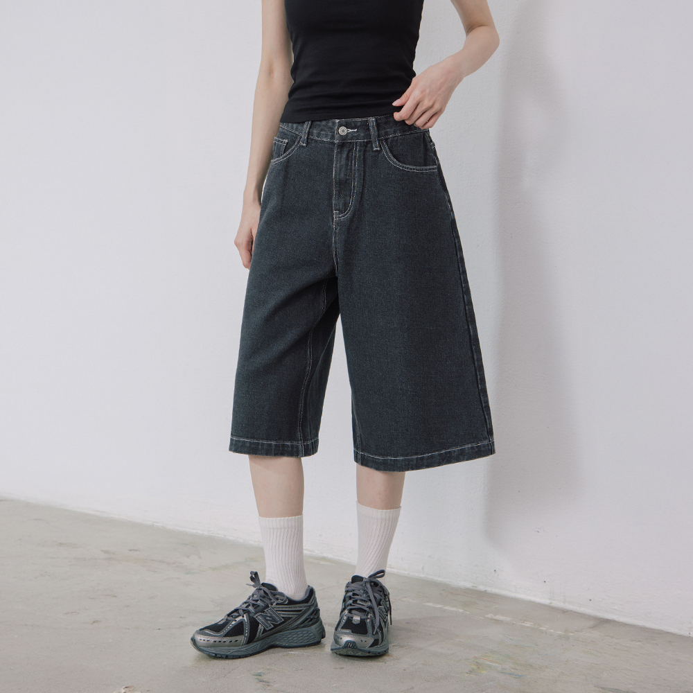 7分丈ワイドデニムパンツ