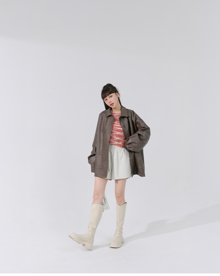 フェイクレザーミニパンツ 2色展開