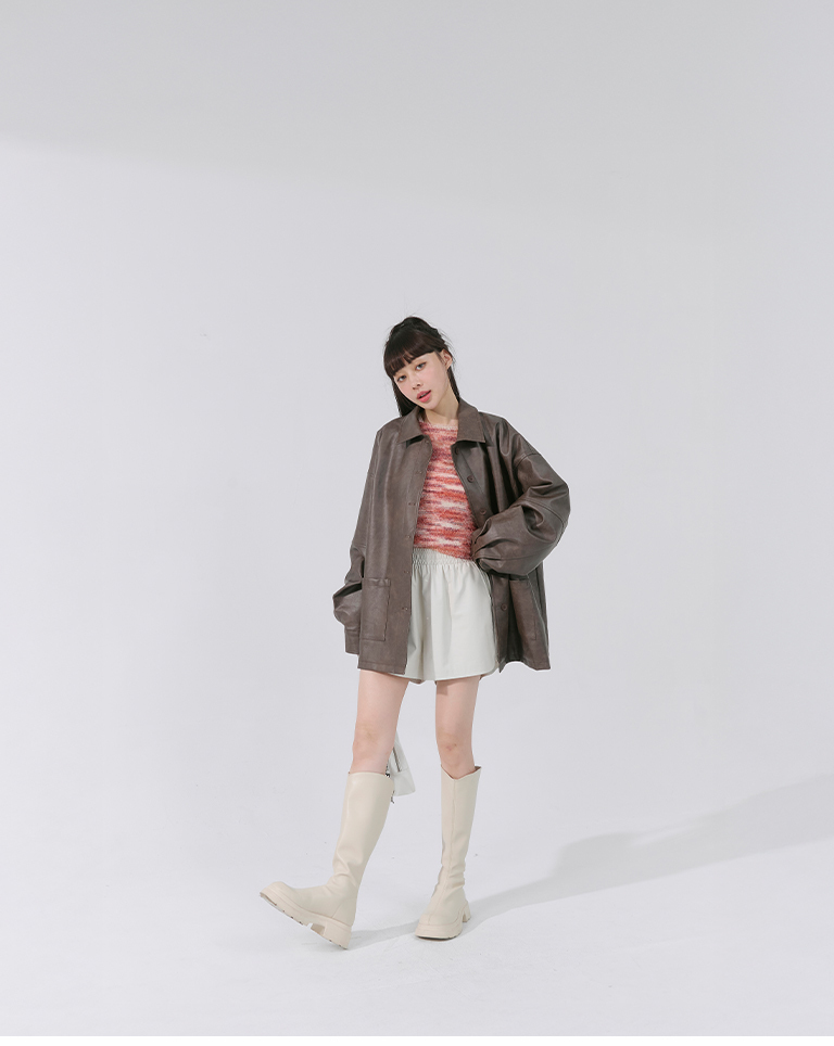 フェイクレザーミニパンツ 2色展開