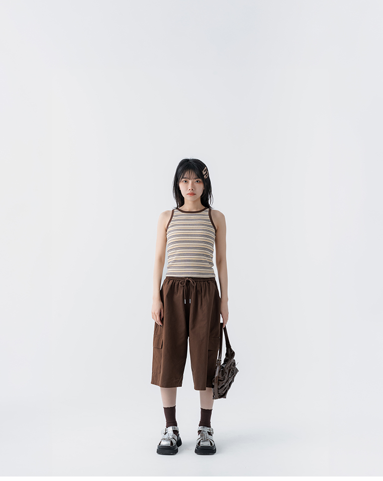 ポケットワイド7分丈パンツ 3色展開