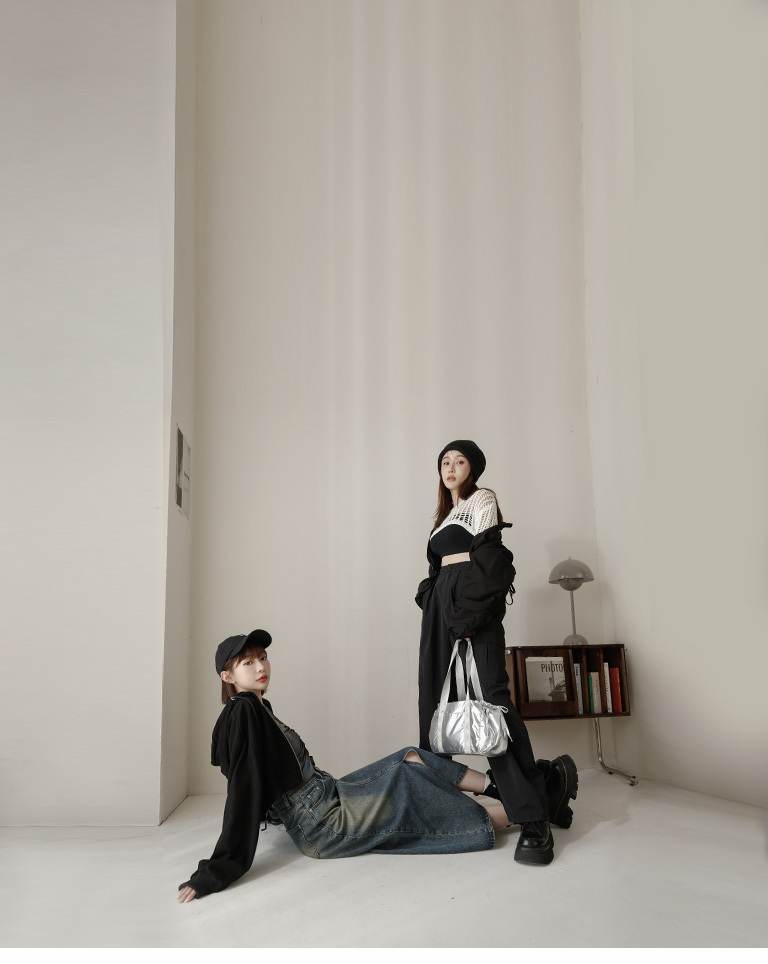 光澤感蝴蝶結綁帶抽繩肩背包 兩色售