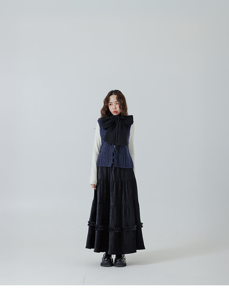 冬9未入荷---リボン付きフードニットスカーフ  5色展開