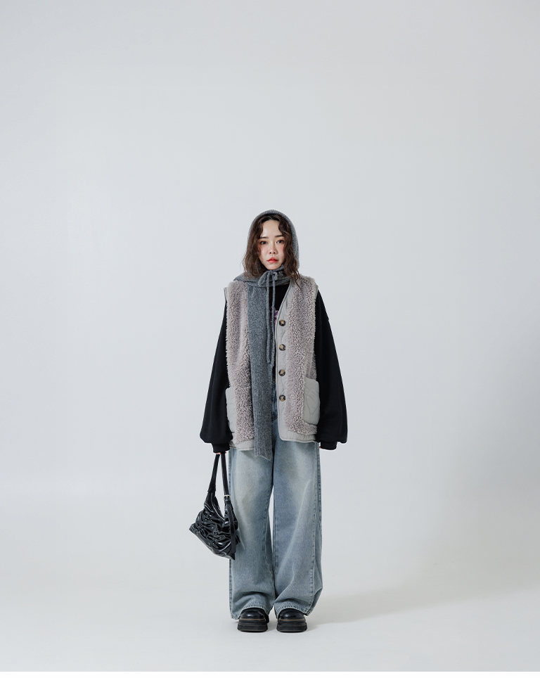 冬9未入荷---リボン付きフードニットスカーフ  5色展開