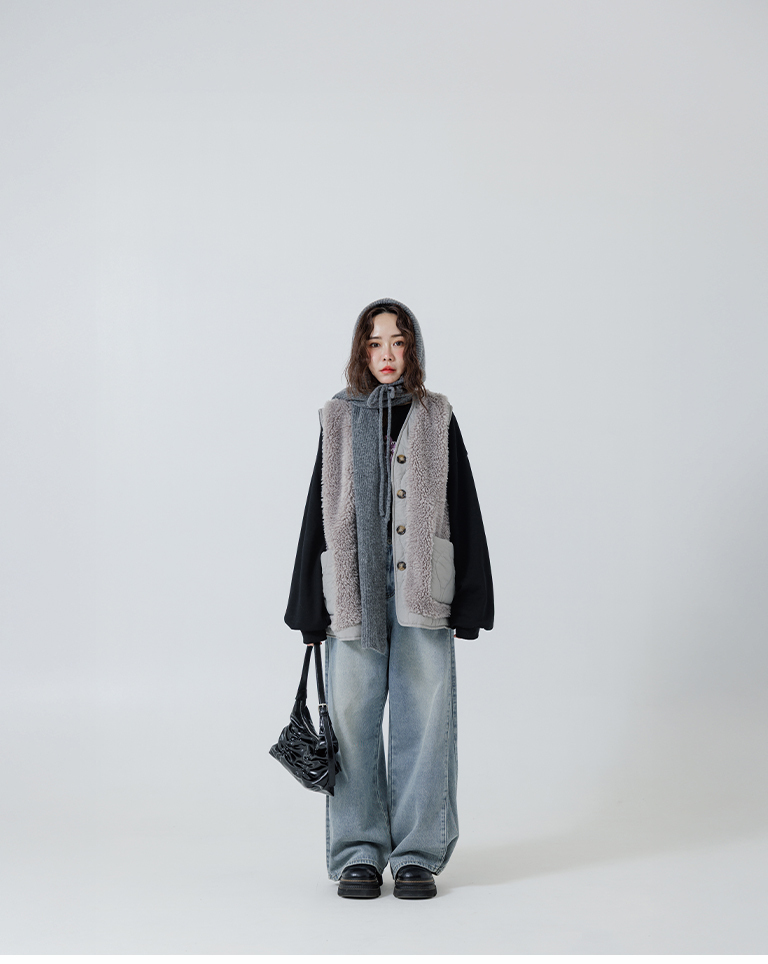 冬9未入荷---リボン付きフードニットスカーフ  5色展開