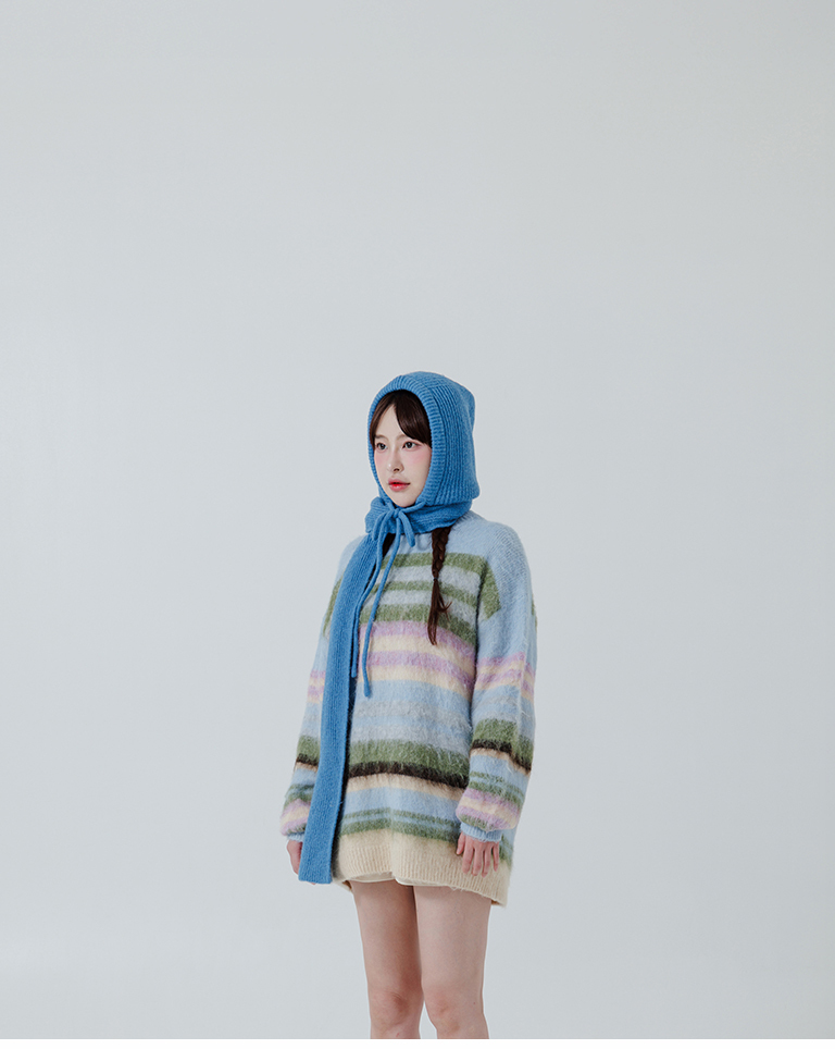 冬9未入荷---リボン付きフードニットスカーフ  5色展開