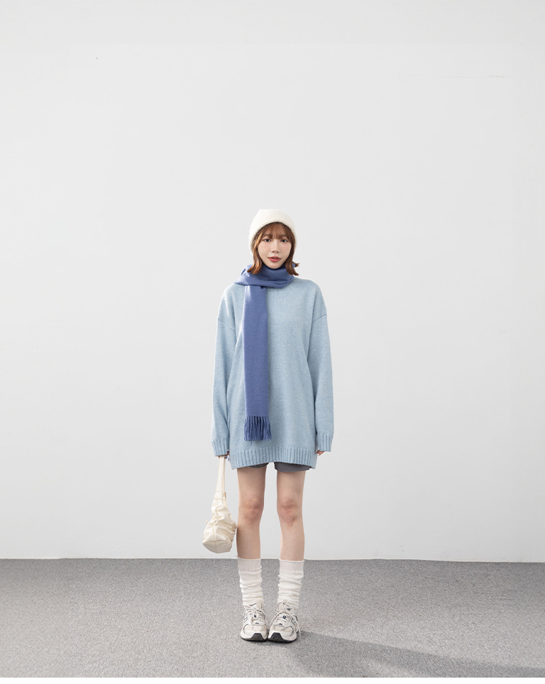 冬9未入荷---ニットショール大判マフラー 6色展開