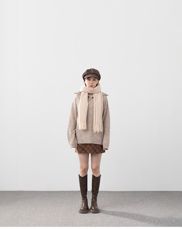 冬9未入荷---ニットショール大判マフラー 6色展開