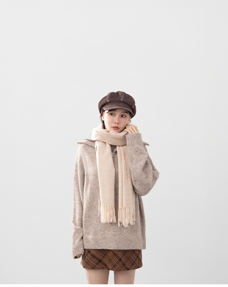 冬9未入荷---ニットショール大判マフラー 6色展開