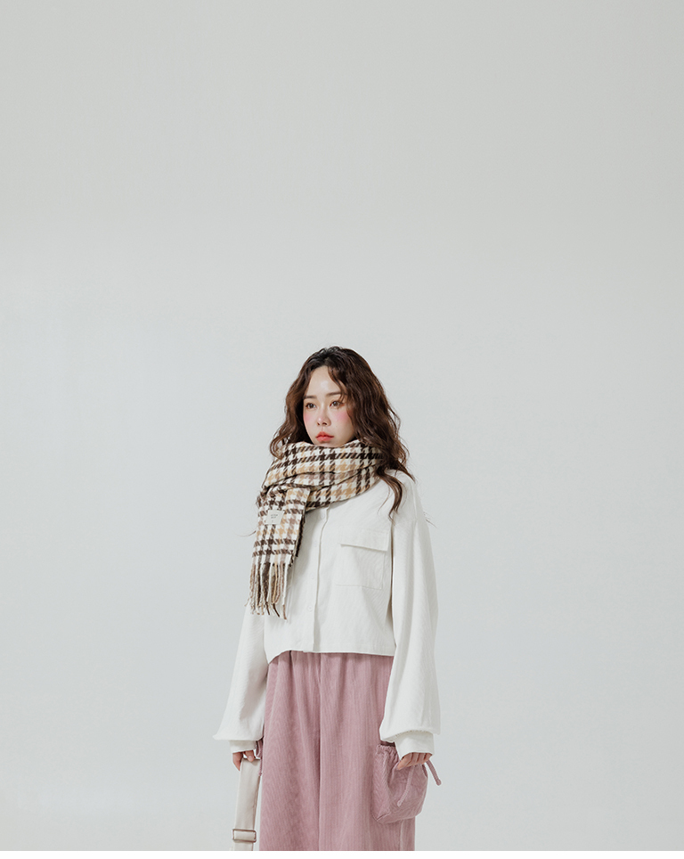 チェックニット大判ストール 2色展開