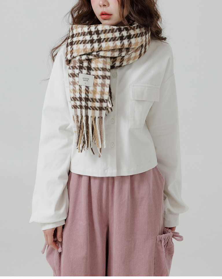 チェックニット大判ストール 2色展開