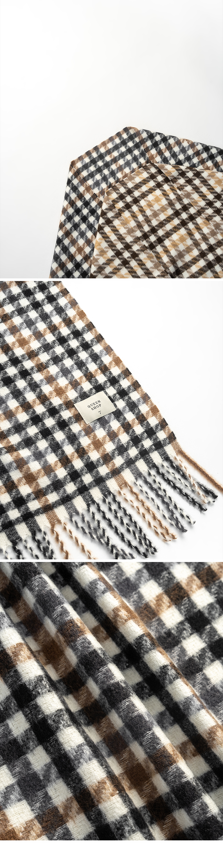 チェックニット大判ストール 2色展開