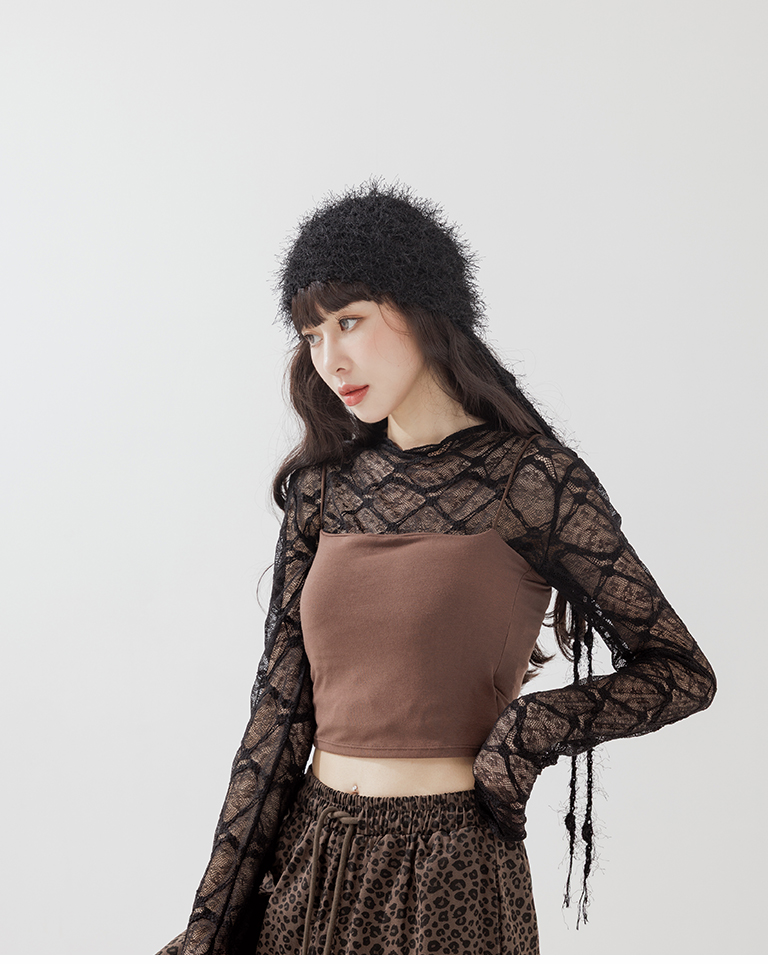 透かし編みニット帽 2色展開