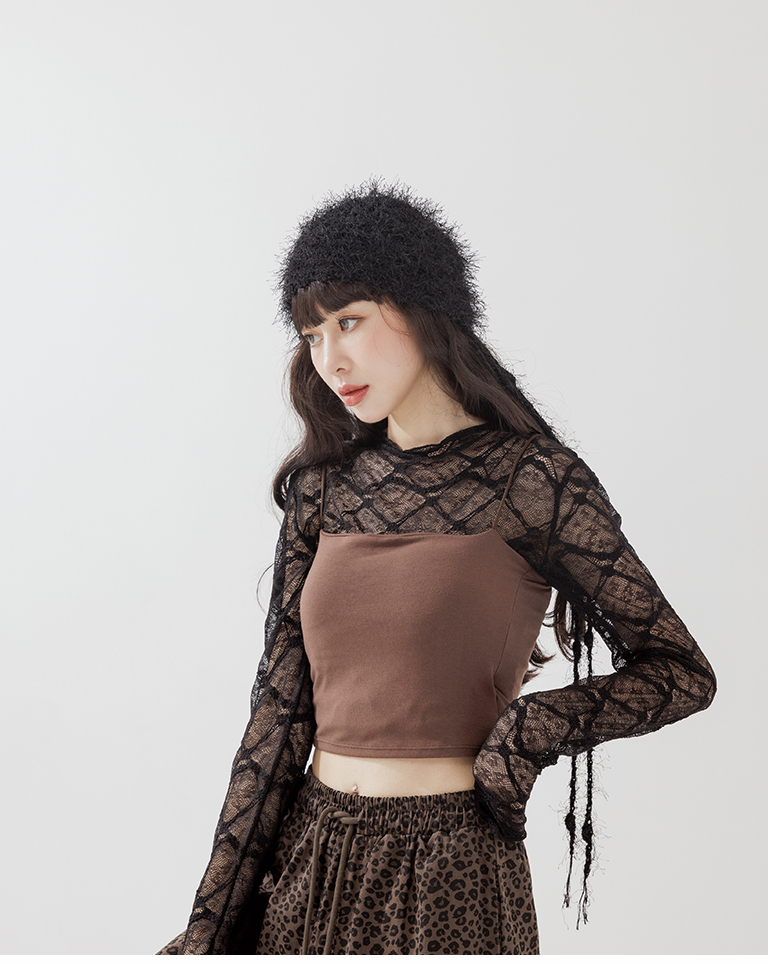 透かし編みニット帽 2色展開