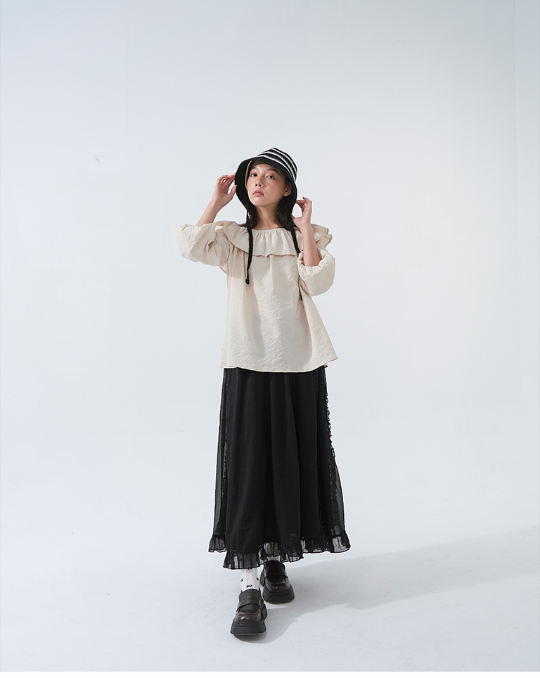 ストライプ編みニットハット