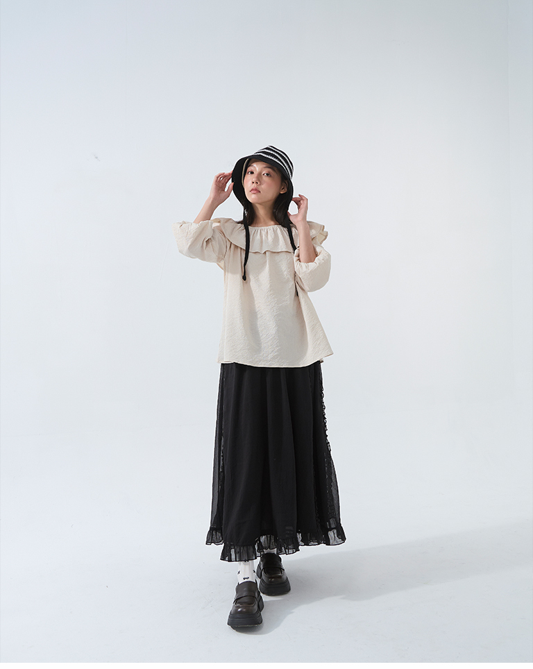 ストライプ編みニットハット