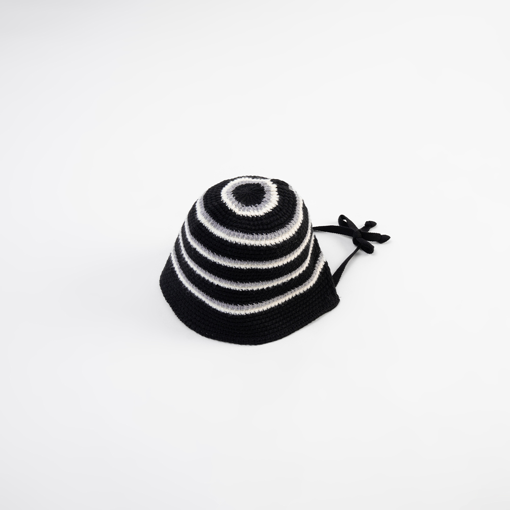 ストライプ編みニットハット