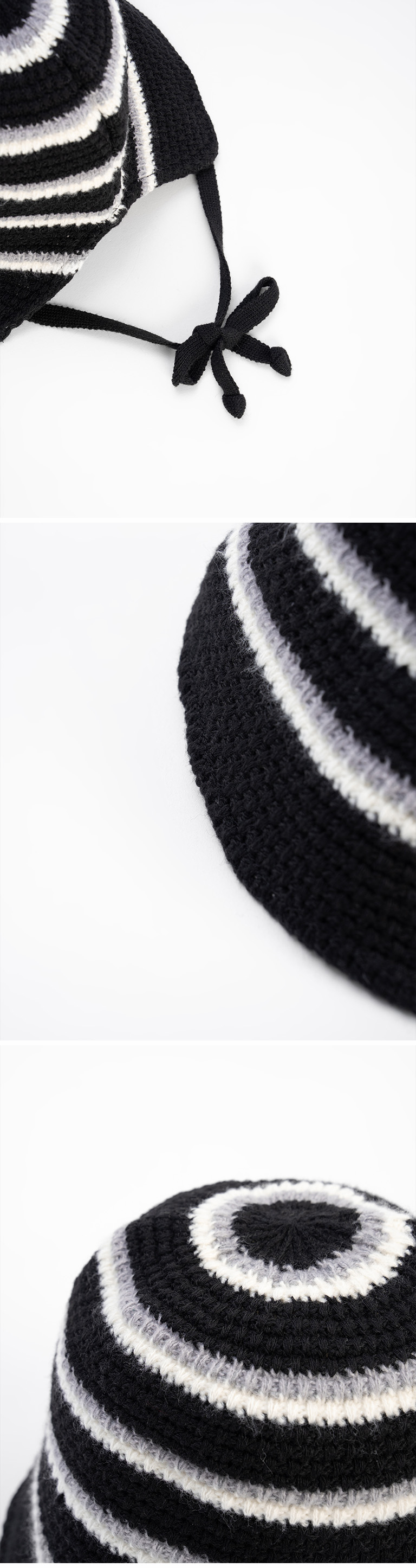 ストライプ編みニットハット