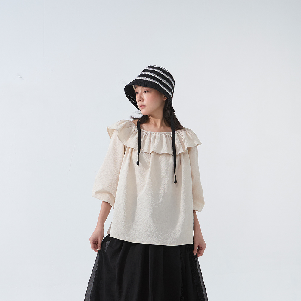 ストライプ編みニットハット