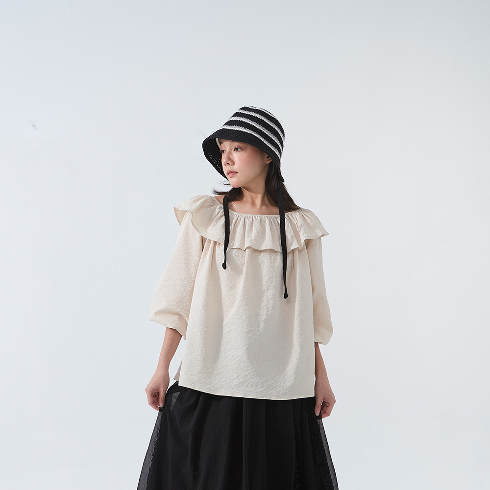 ストライプ編みニットハット