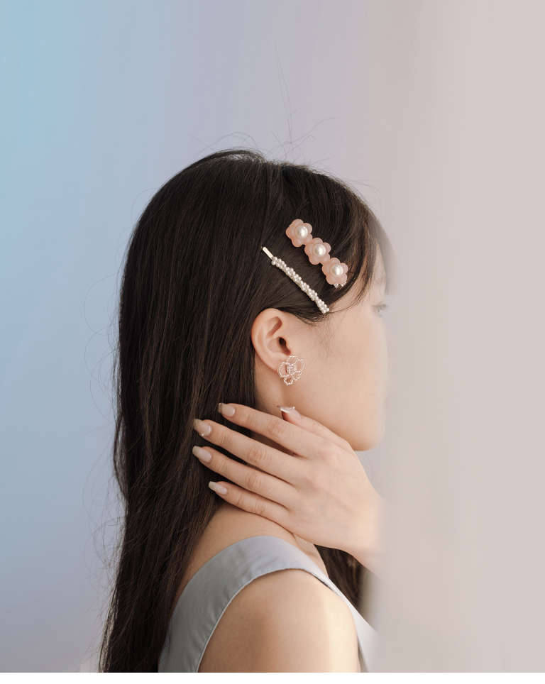 ビーズフラワーピアス 3色展開