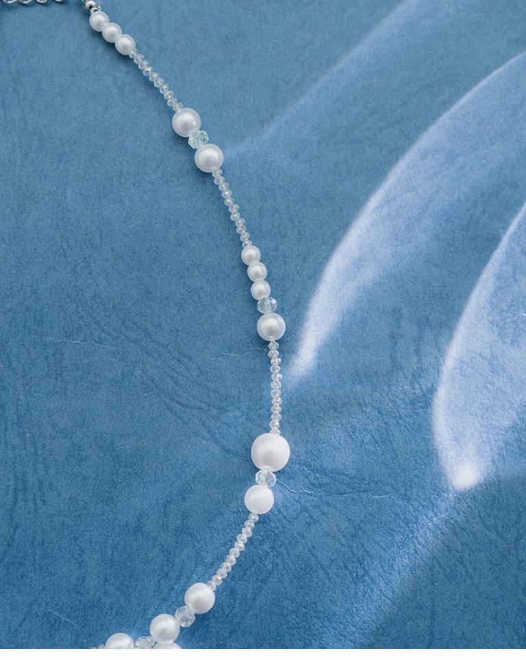 ラメパールリボン ビーズチョーカー