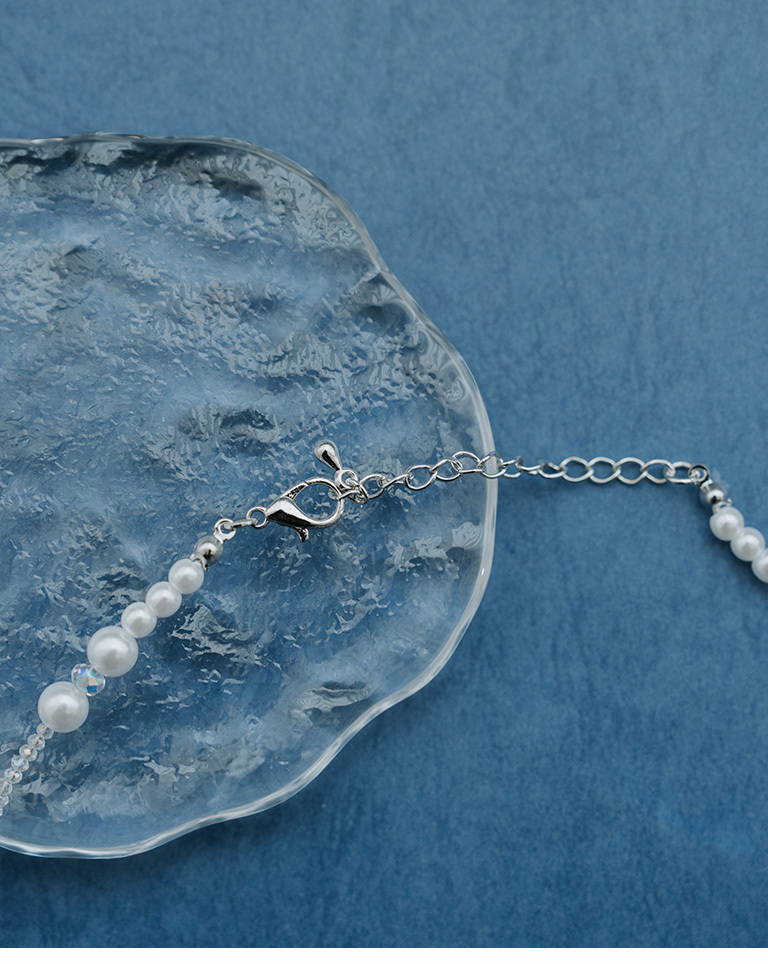 ラメパールリボン ビーズチョーカー