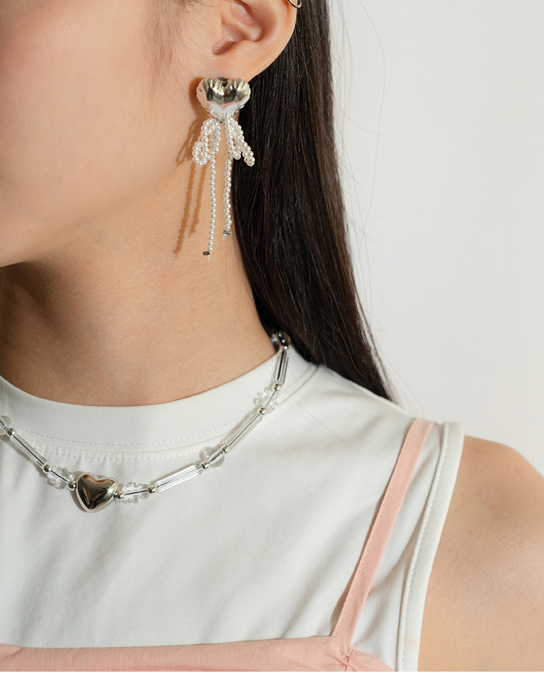 クリアビーズ＆メタルハート チョーカー