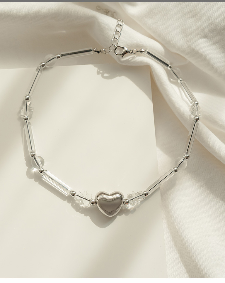クリアビーズ＆メタルハート チョーカー