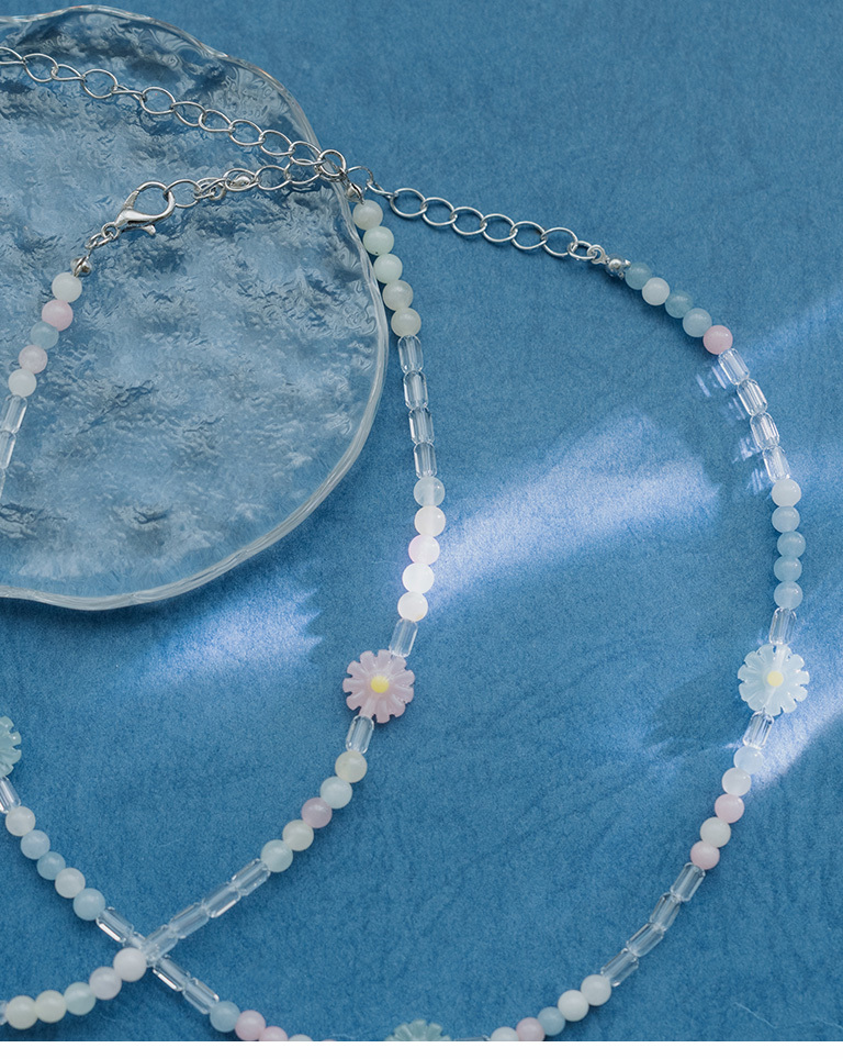 カラフルデイジーモチーフ ビーズネックレス 2色展開