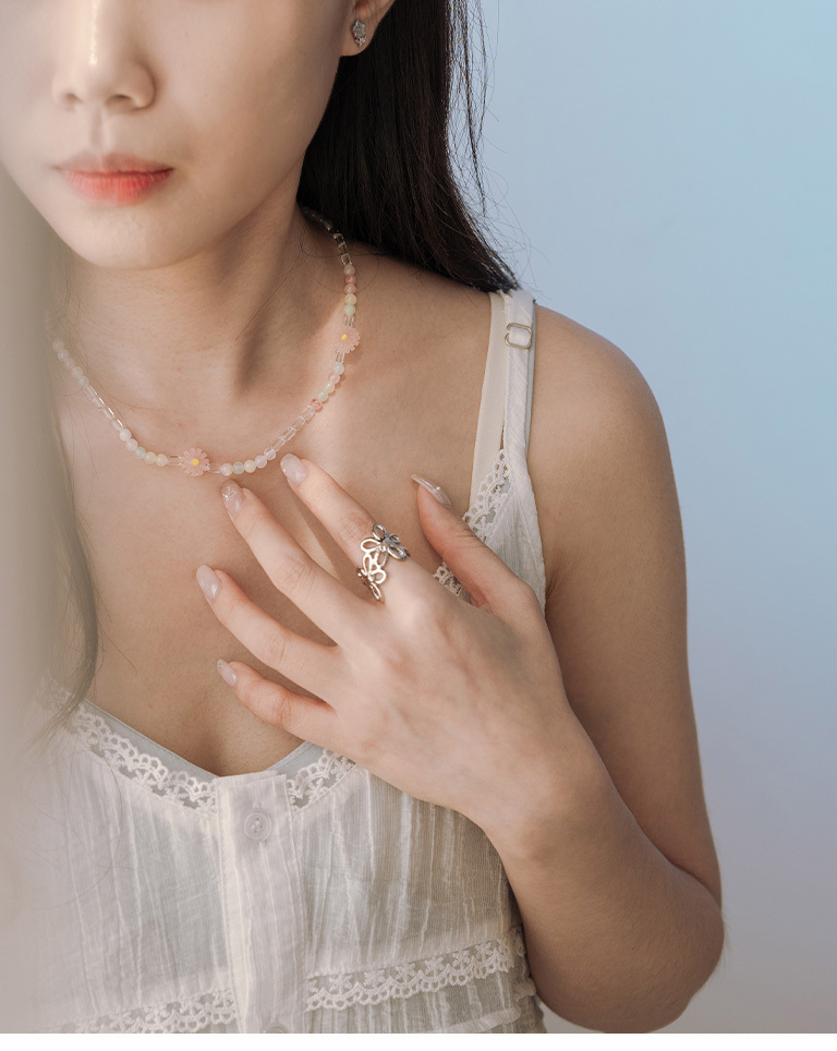 カラフルデイジーモチーフ ビーズネックレス 2色展開