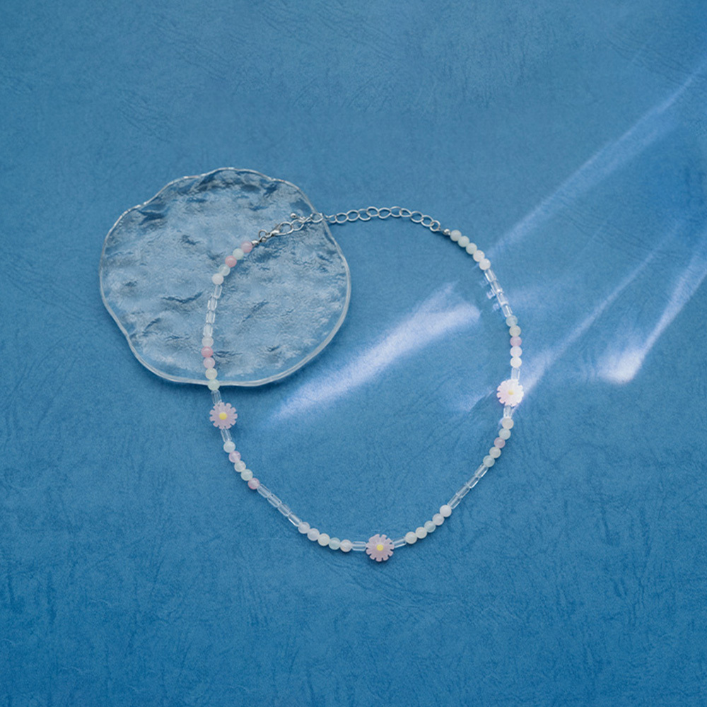 カラフルデイジーモチーフ ビーズネックレス 2色展開