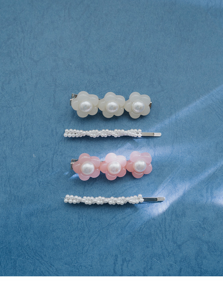 パールフラワーヘアクリップ 2個セット 2色展開