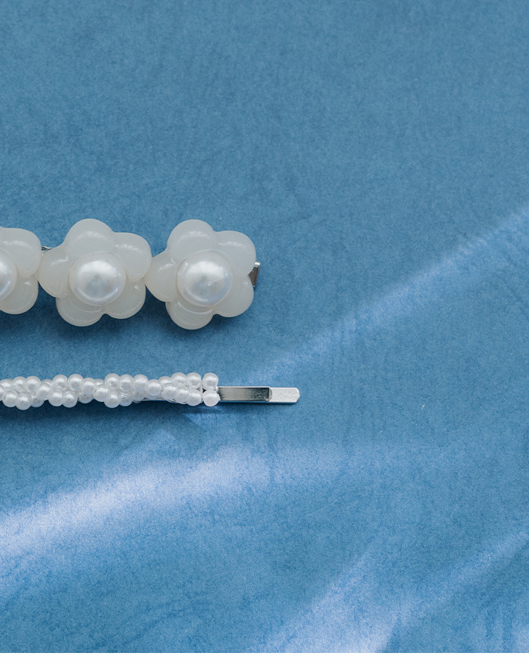 パールフラワーヘアクリップ 2個セット 2色展開