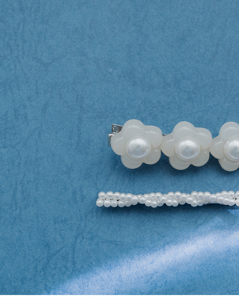 パールフラワーヘアクリップ 2個セット 2色展開