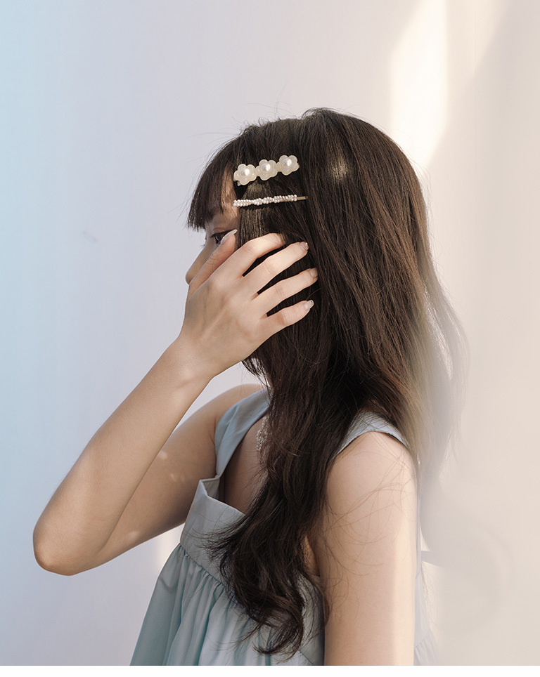 パールフラワーヘアクリップ 2個セット 2色展開