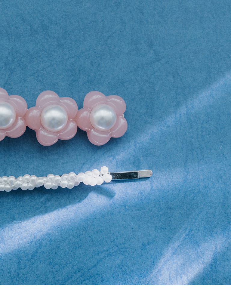 パールフラワーヘアクリップ 2個セット 2色展開