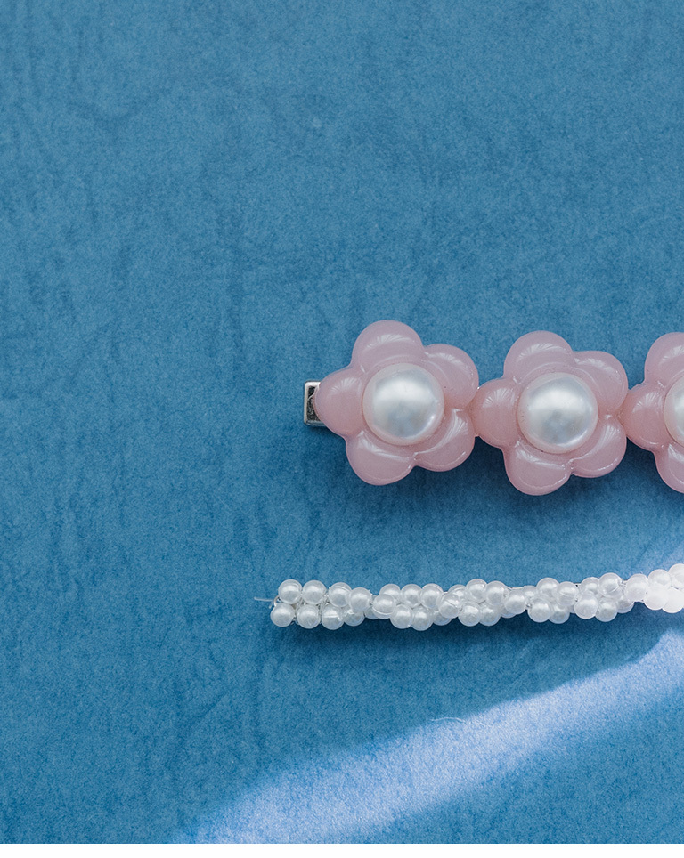 パールフラワーヘアクリップ 2個セット 2色展開