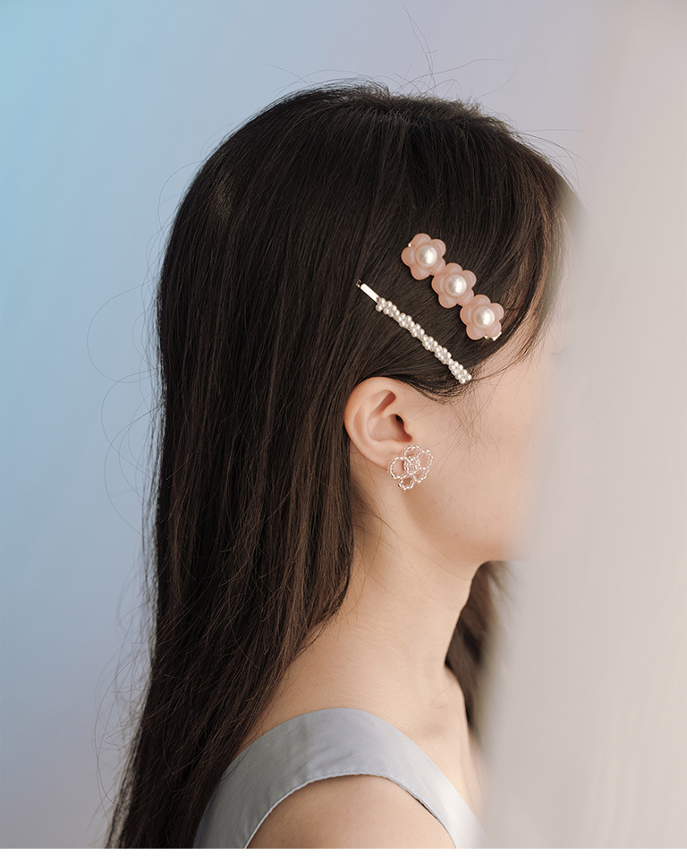 パールフラワーヘアクリップ 2個セット 2色展開