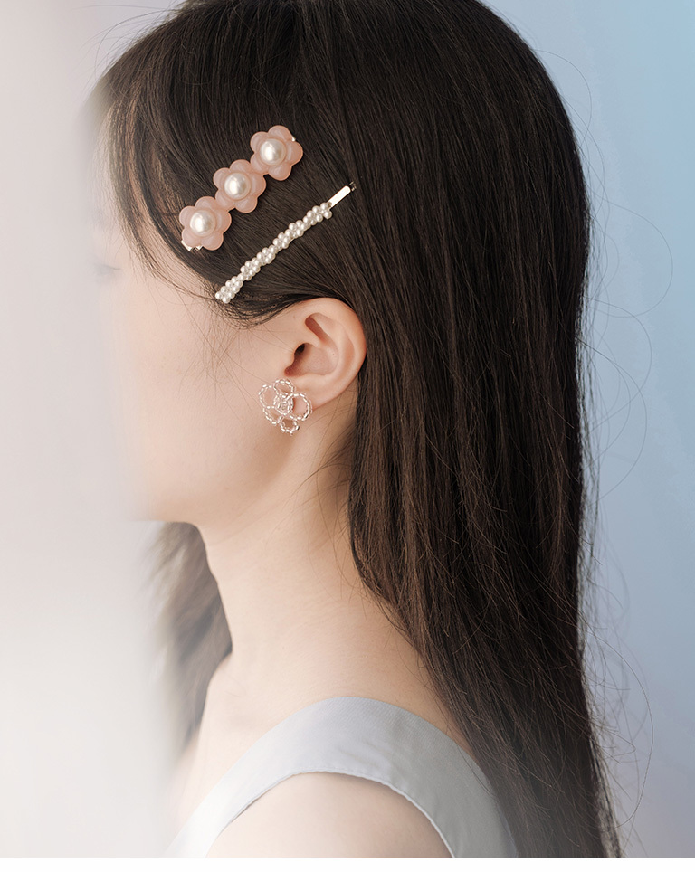 パールフラワーヘアクリップ 2個セット 2色展開