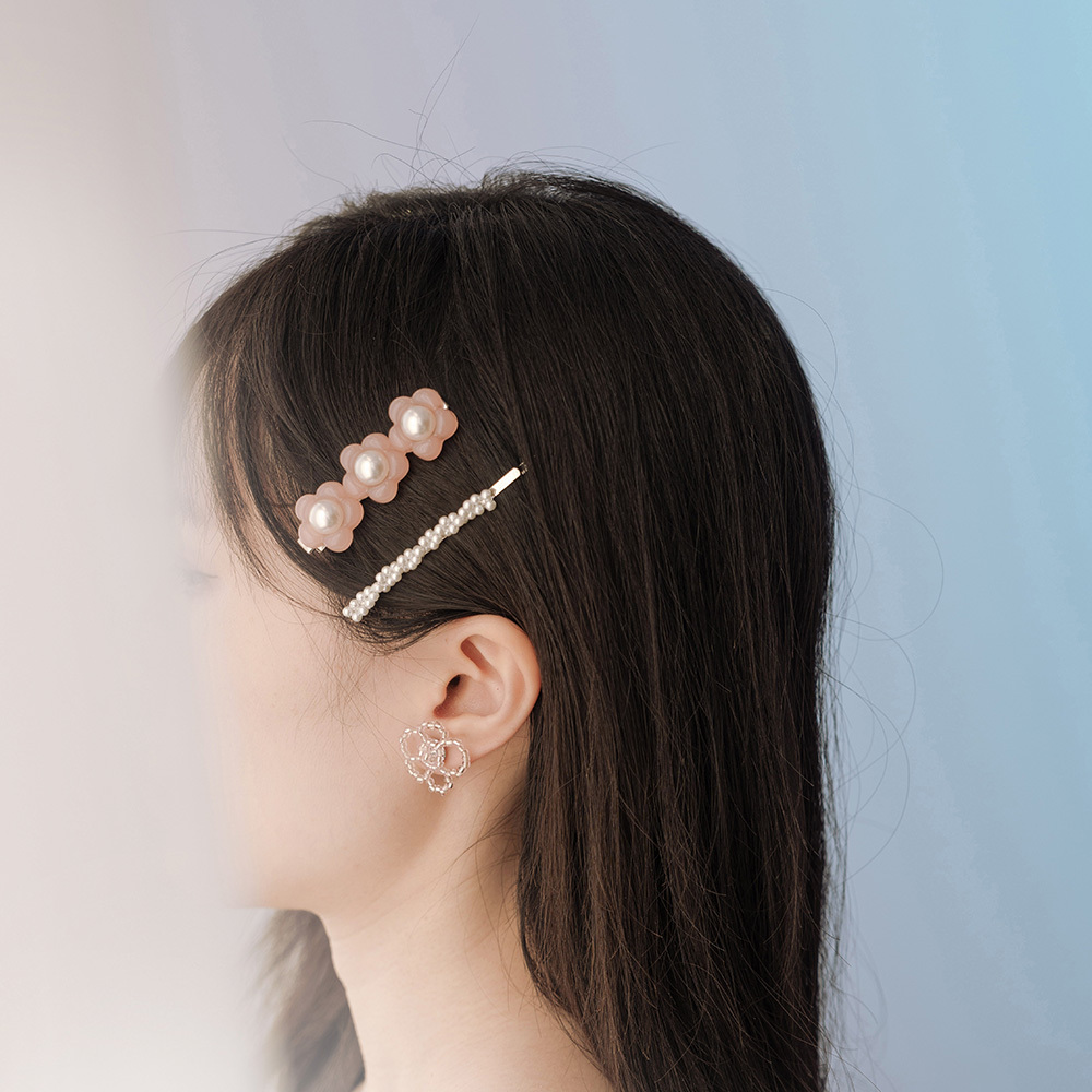 パールフラワーヘアクリップ 2個セット 2色展開