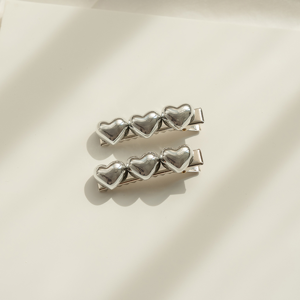 立體金屬光澤愛心髮夾