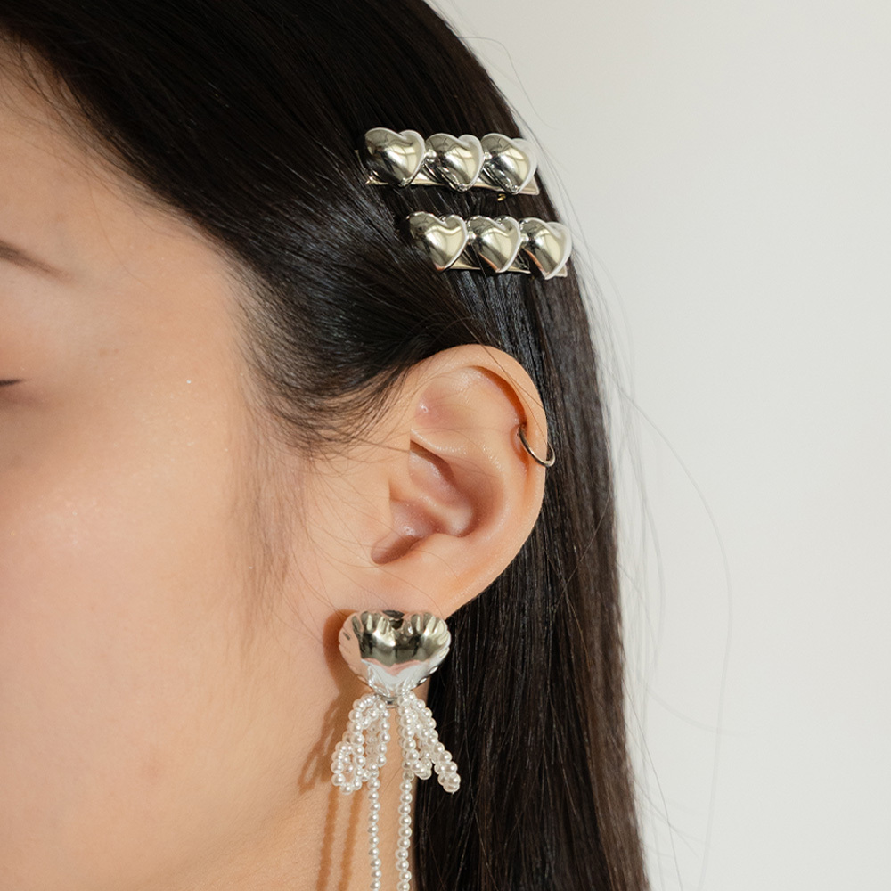 立體金屬光澤愛心髮夾