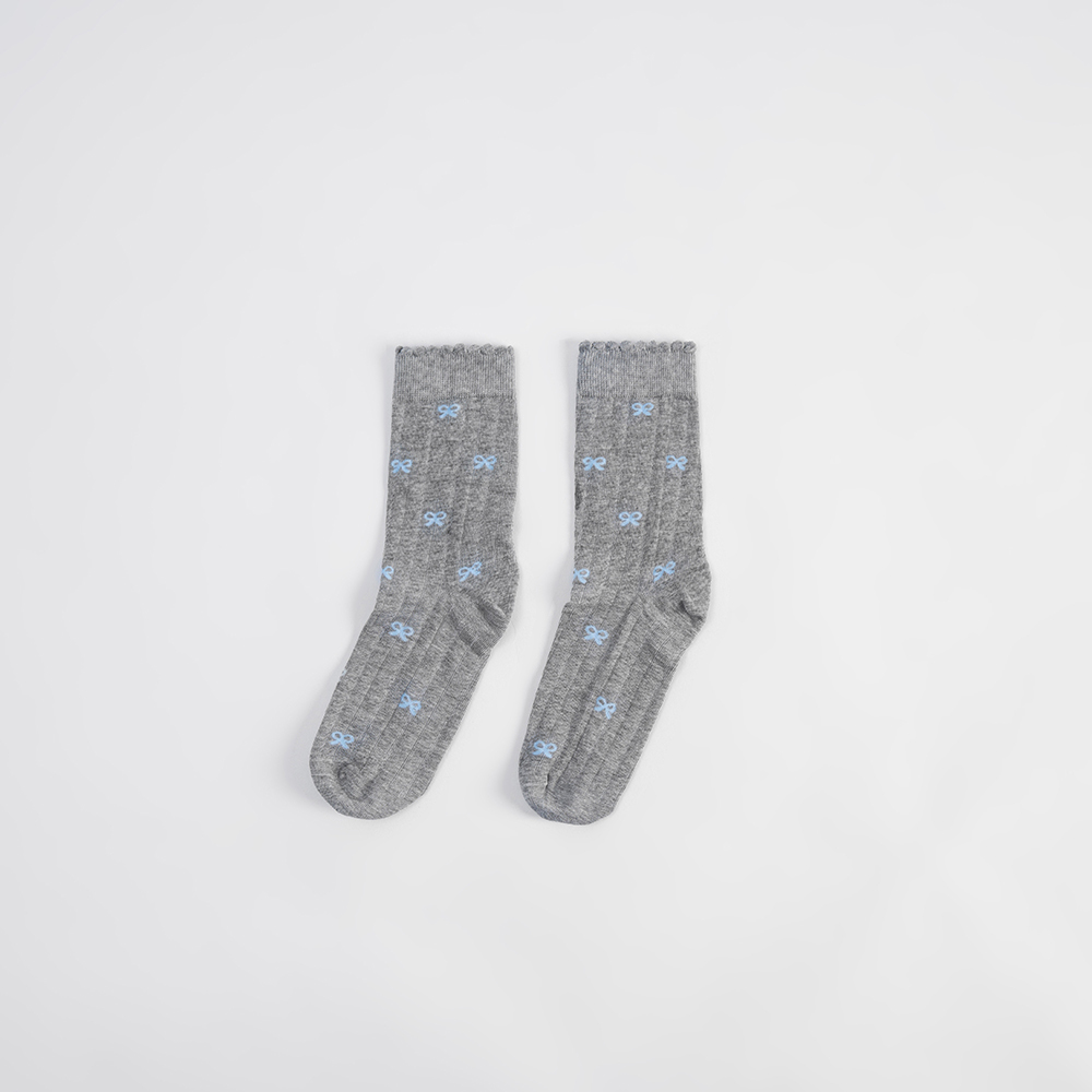 リボンレースミドルソックス　4色展開