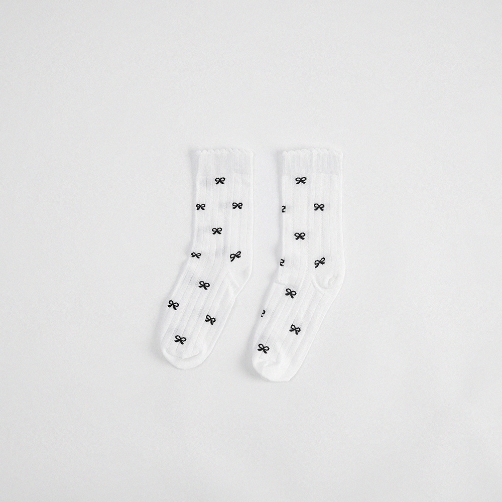 リボンレースミドルソックス　4色展開